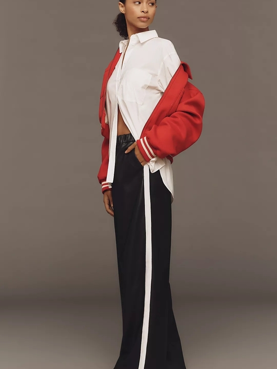 Anthropologie Pants - Anthropologie Black Track Pants with White Side Stripe